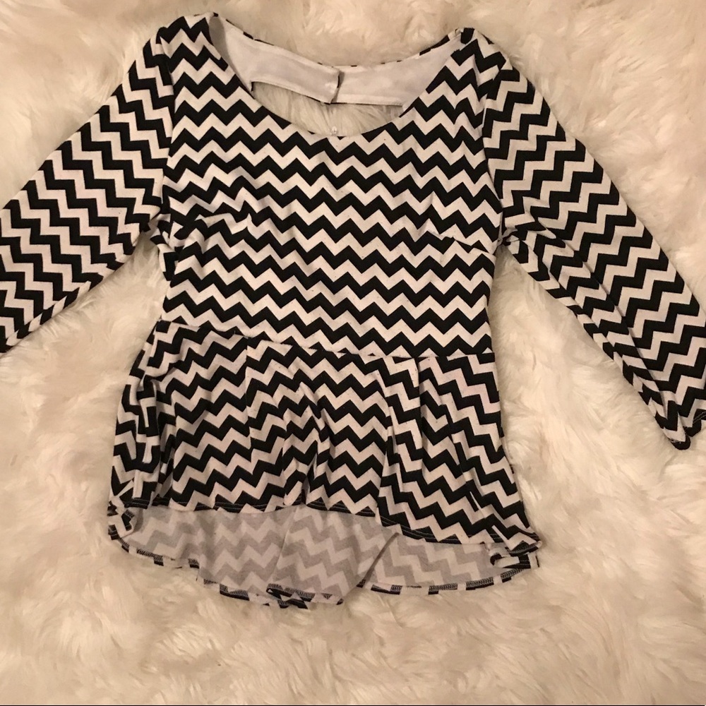 Black and white chevron peplum